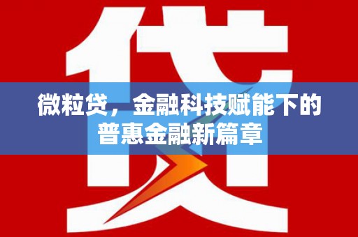 燕郊微粒贷，金融科技赋能下的普惠金融新篇章