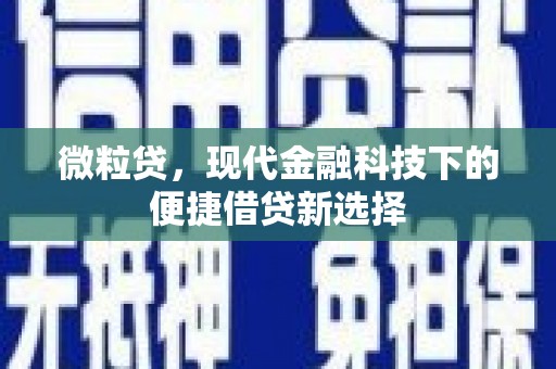 燕郊微粒贷，现代金融科技下的便捷借贷新选择