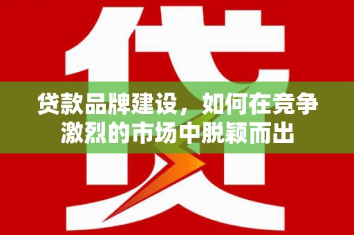 燕郊贷款品牌建设，如何在竞争激烈的市场中脱颖而出