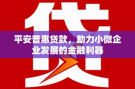 燕郊平安普惠贷款，助力小微企业发展的金融利器