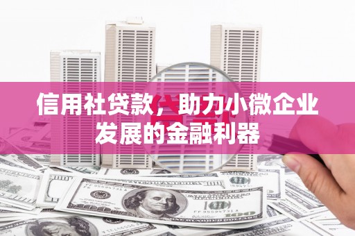 燕郊信用社贷款，助力小微企业发展的金融利器